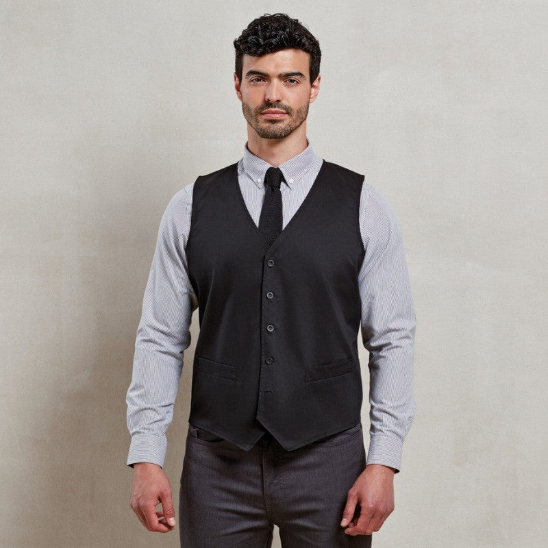 Gilet Noir de Serveur chemise bleu TOPTEX