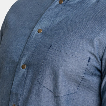 Zoom sur la poche de la veste de cuisine Bovi, style jean
