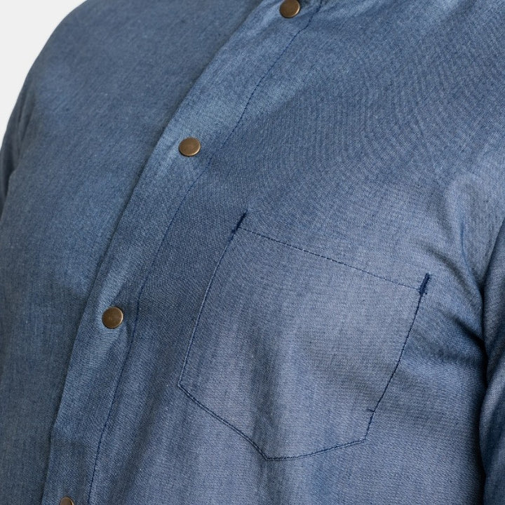 Zoom sur la poche de la veste de cuisine Bovi, style jean