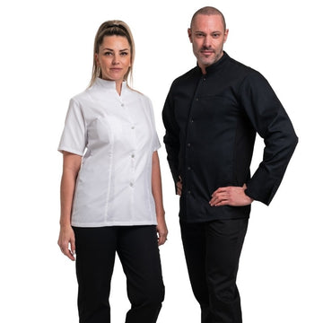 Veste de Cuisine Femme Gaufrée Malaga Manches Courtes Blanche - MANELLI - 6