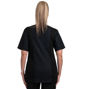 Dos veste de cuisine gaufrée noir femme Malaga Manelli