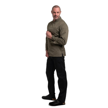 Ensemble veste de cuisine Kaki Texas avec pantalon de cuisine noir Manelli