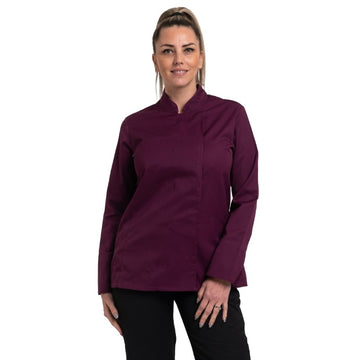 Veste de cuisine femme couleur prune pas cher