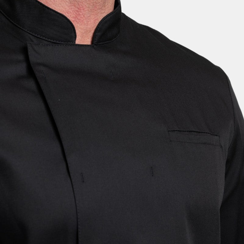 Détail poche et matière veste de cuisine noir texas noir