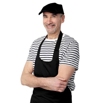 Tablier vue de côté noir, à bavette Manelli