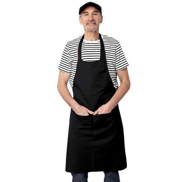 Tablier Noir À Bavette Double Poches par Manelli