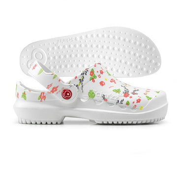 Protec sabots médicaux motif fleurs vue de face + semelle amovible bubble