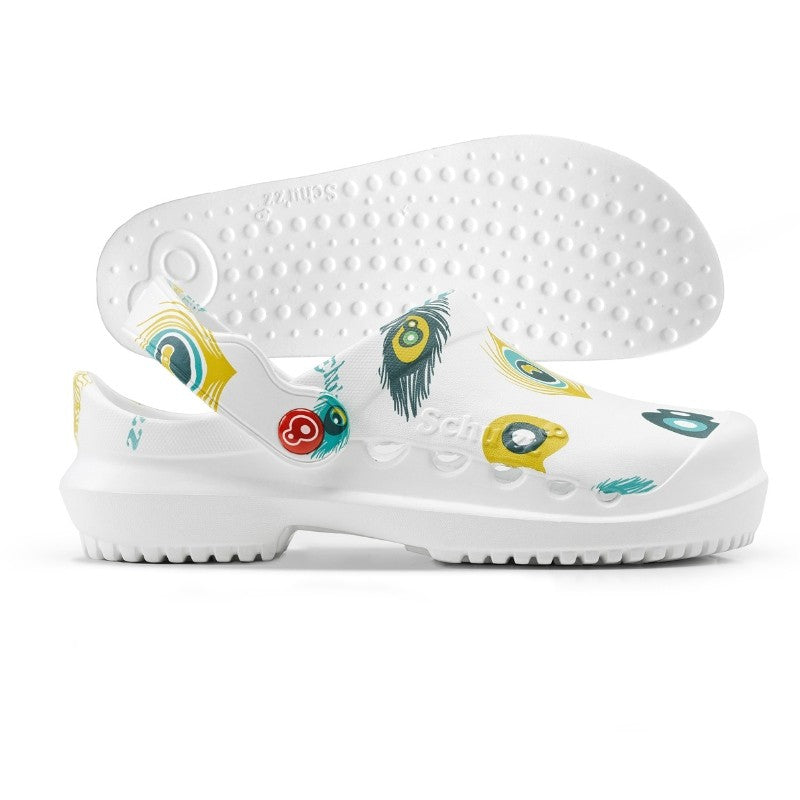 sabot médical Protec motif paon vue de face + semelle amovible bubble