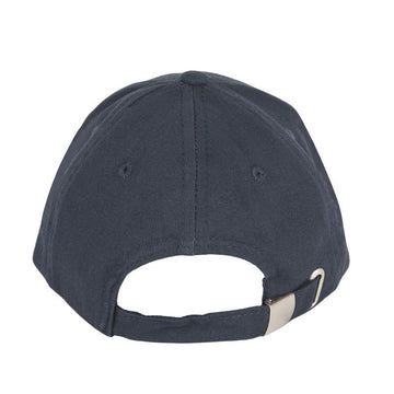 Casquette bleu et bande blanche vu de dos