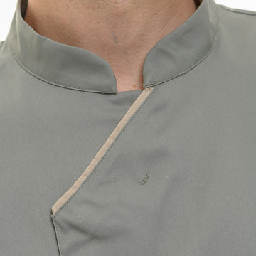 Veste Cuisine Tilleul Manches courtes Detail col mao Harti ROBUR