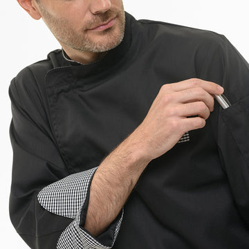 Veste de cuisine poche stylo détail carreaux Manelli