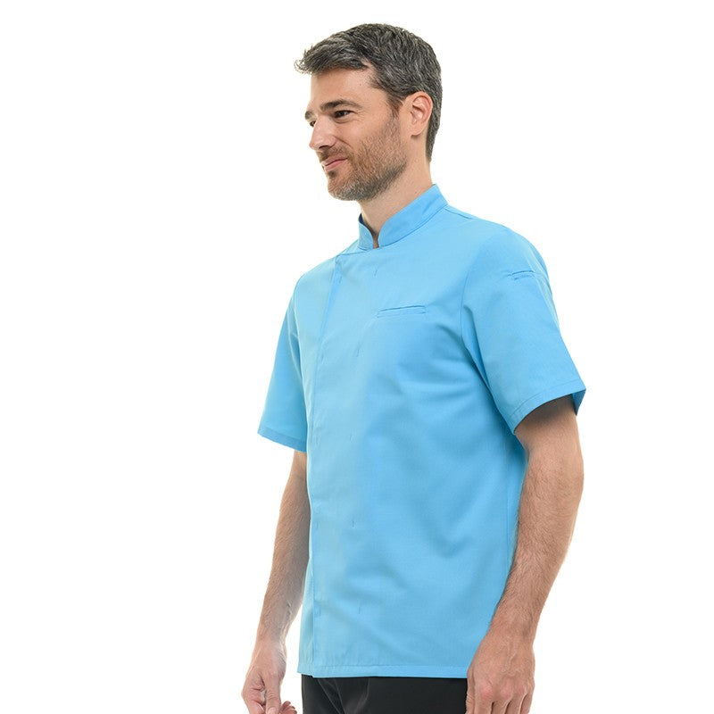 Veste de cuisine Texas Turquoise Manelli vu de côté