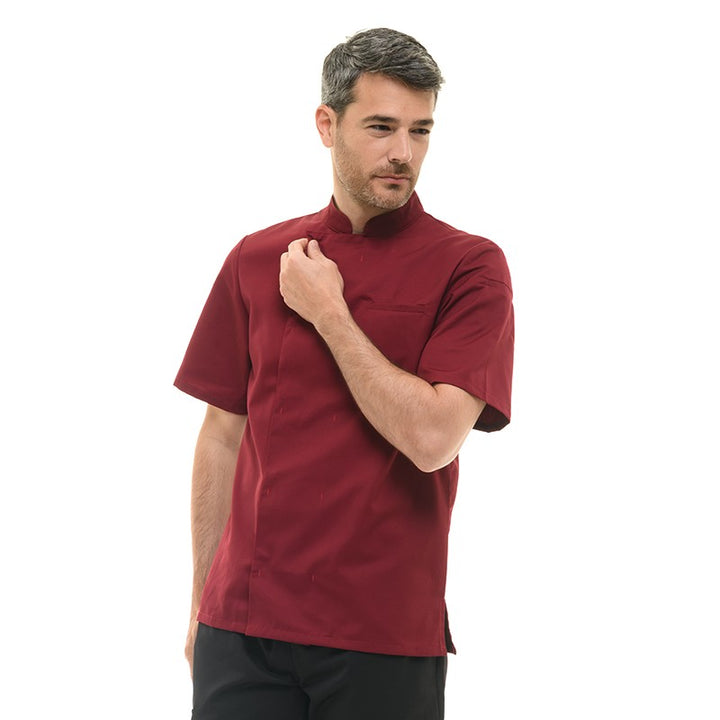 Veste de cuisine bordeaux manelli à manches longues Texas