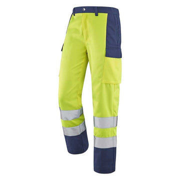 Pantalon de Travail Unisexe Haute Visibilité Fluo Base XP Jaune FLuo et Bleu Marine CEPOVETT