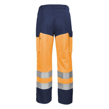 Dos Pantalon de Travail Unisexe Haute Visibilité Fluo Base XP Orange FLuo et Bleu Marine CEPOVETT