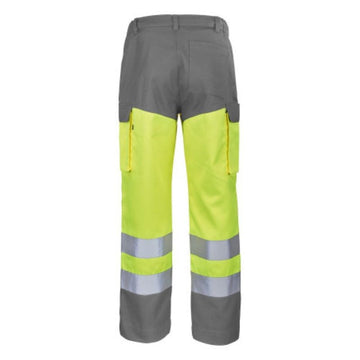 Dos Pantalon de Travail Unisexe Haute Visibilité Fluo Base XP Jaune fluo et Gris CEPOVETT