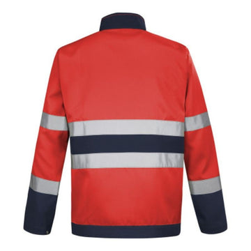 dos Blouson de Travail Unisexe Haute Visibilité Fluo Base XP rouge fluo /  bleu marine CEPOVETT