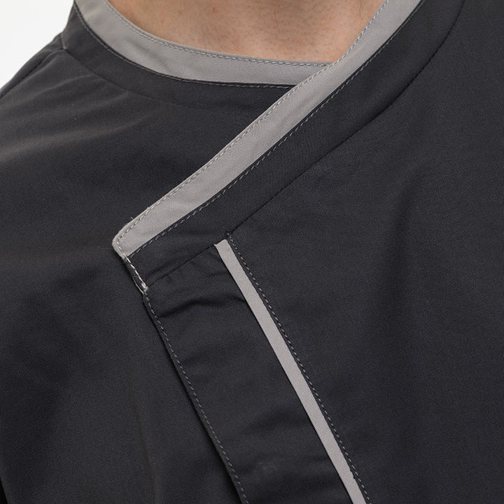 Détail veste Mint grise Lafont avec col croisé