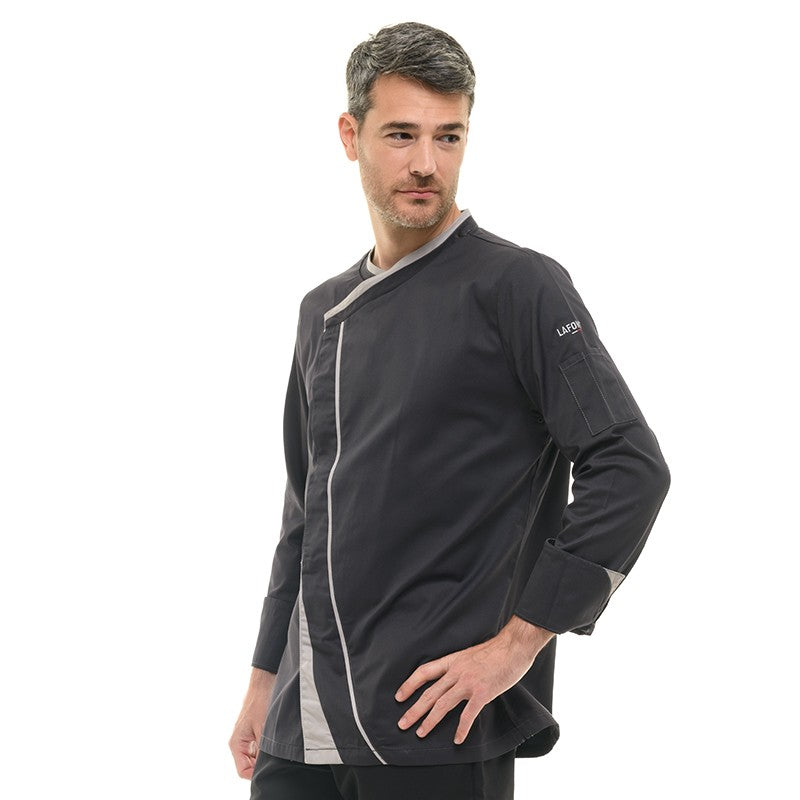 Veste de cuisine homme Lafont Mint Grise avec double col officier