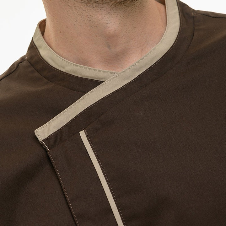 Détail col officier Mint Marron Lafont