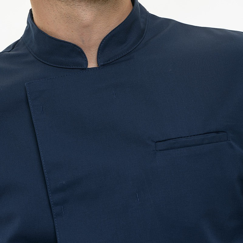 Bouton pression caché de la veste de cuisine Texas bleu marine Manches longues