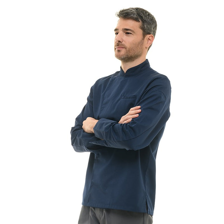 Veste de Cuisine Homme Texas Manches Longues Marine - MANELLI