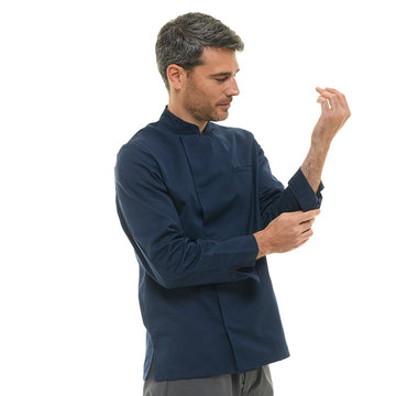 Veste de cuisine Texas bleu marine avec manches retroussables