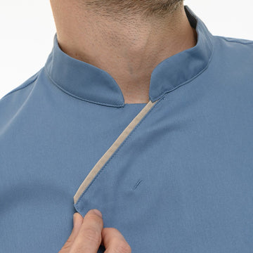 Détail col croisée Harti bleu