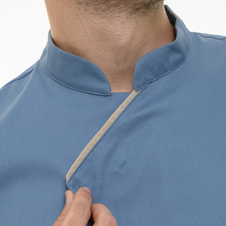 Détail col croisée Harti bleu