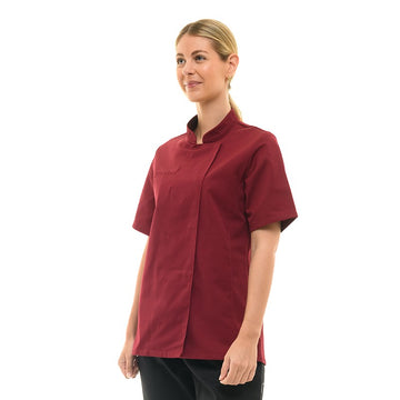 Veste de Cuisine Femme Californie Manches Courtes Bordeaux