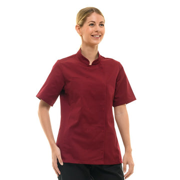 Veste de Cuisine Femme Californie Manches Courtes Bordeaux - MANELLI