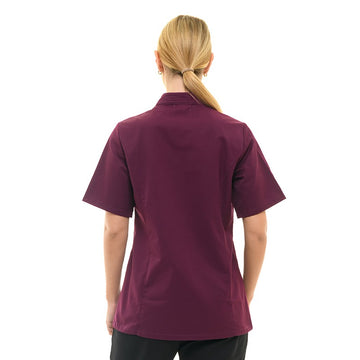Dos Veste de Cuisine Femme Californie Manches Courtes Prune - MANELLI