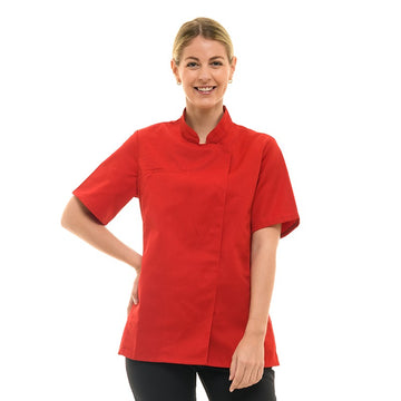 Veste de Cuisine Femme Californie Manches Courtes Rouge - MANELLI