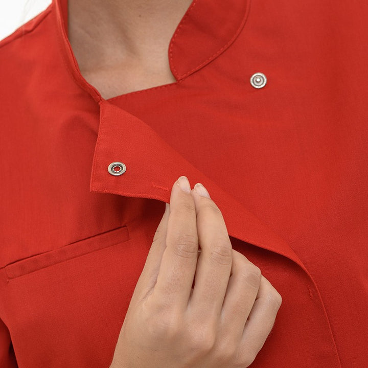 Veste de Bouchère Femme Californie Manches Courtes Rouge - MANELLI