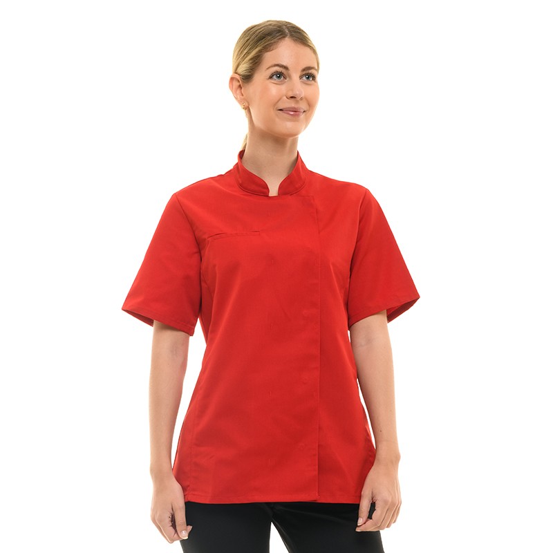 Veste de Cuisine Femme Californie Manches Courtes Rouge - MANELLI