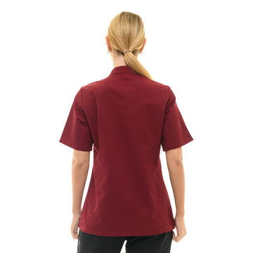 Dos Veste de Cuisine Femme Californie Manches Courtes Bordeaux - MANELLI