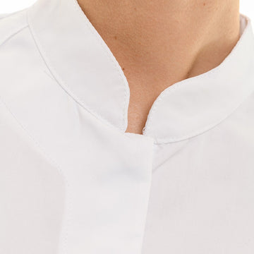 Détail du col officier de la veste de cuisine Pepper blanche MC Lafont