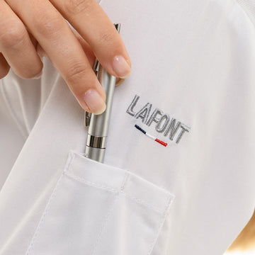 Détail de la double poche stylo Pepper Blanc Lafont
