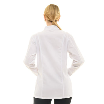 dos Veste de Cuisine Femme Gaufrée Malaga Manches Longues Blanche - MANELLI
