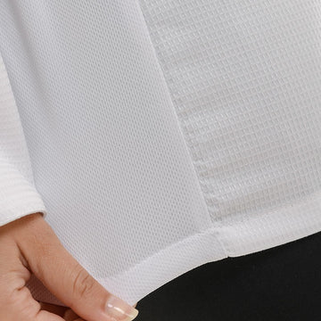 Zoom Veste de Cuisine Femme Gaufrée Malaga Manches Longues Blanche - MANELLI