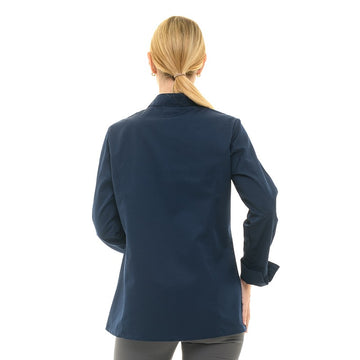Dos Veste de Cuisine Femme Californie Manches Longues Marine - MANELLI