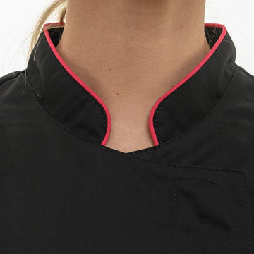 Détail col officier de la veste Rosy Manches longues Manelli