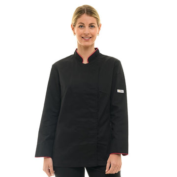 Veste de cuisine femme liseré fushia - MC - MANELLI - manches longues
