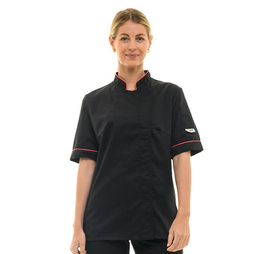 Veste de cuisine femme liseré fushia - MC - MANELLI