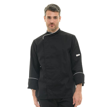Veste de cuisine Jule Noir liseré blanc à manches longues Manelli