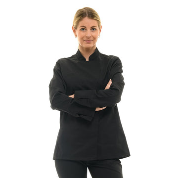 Veste de cuisine Californie ML Noir Manelli col officier