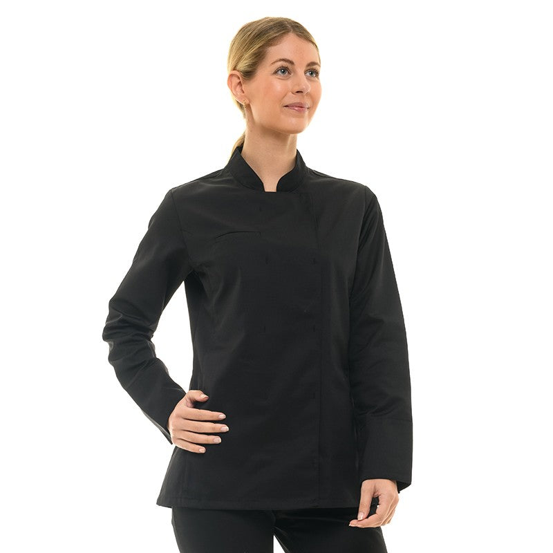 Veste de Cuisine Noire à Manches Longues Femme Californie - MANELLI