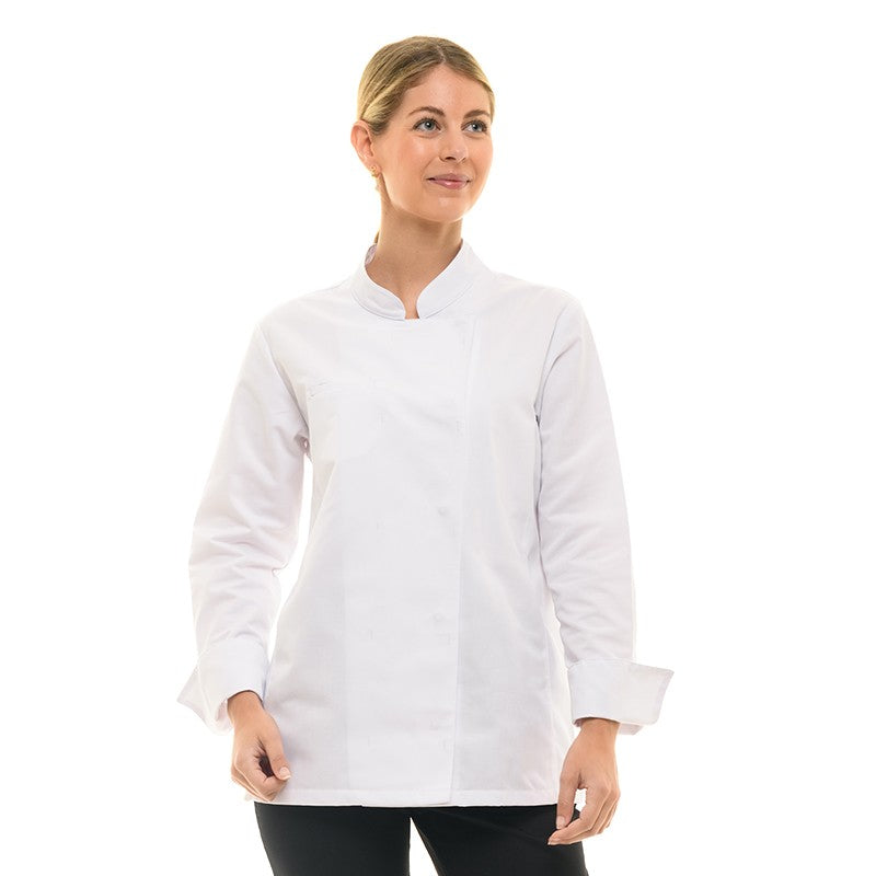 Veste de Cuisine Blanche à Manches Longues Femme Californie - MANELLI