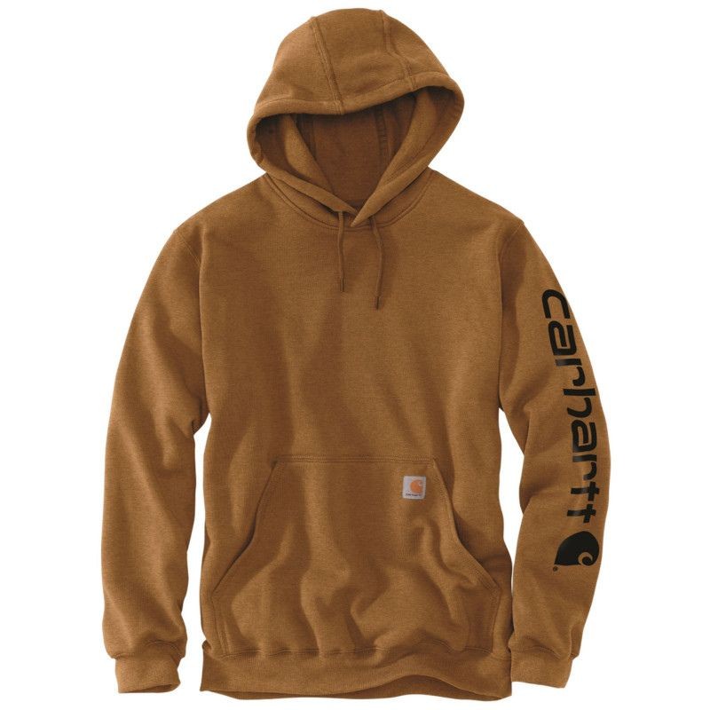 Sweat de Travail à Capuche Logo sur la Manche - CARHARTT I Marron