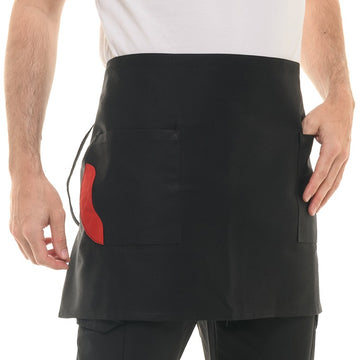 Tablier court de serveur avec 2 poches et une bande rouge Manelli